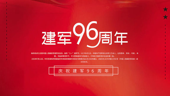 熱烈慶祝中國人民解放軍建軍96周年！